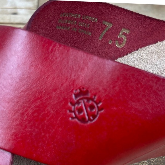 Yokono - Cross Band Leather Wedge Sandals - Red - Made in Spain - Women's 7.5 - Picture 12 of 16